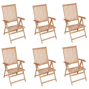 Sillas de jardin reclinables 6 unidades madera maciza de teca
