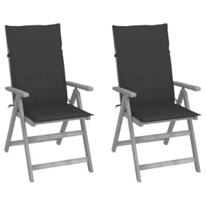 Sillas de jardin reclinables 2 unidades madera maciza acacia cojines