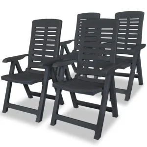 Sillas de jardin reclinables 4 unidades plástico blanco