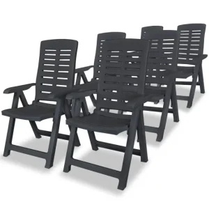 Sillas de jardin reclinables 6 unidades plástico blanco
