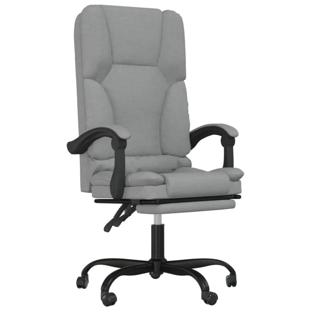 vidaXL silla de oficina reclinable con masaje de tela gris definido