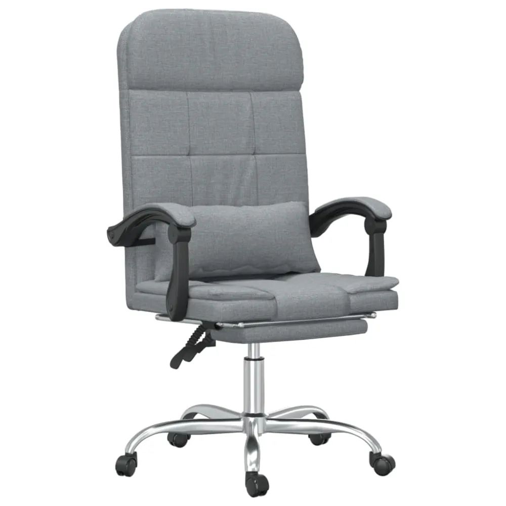 vidaXL silla de oficina reclinable con masaje de tela gris obvio