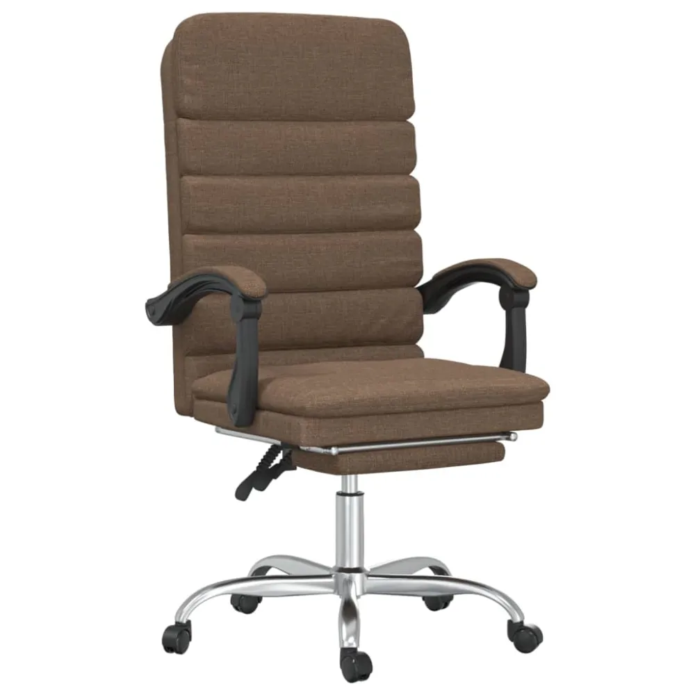 vidaXL silla de oficina reclinable con masaje de tela marrón