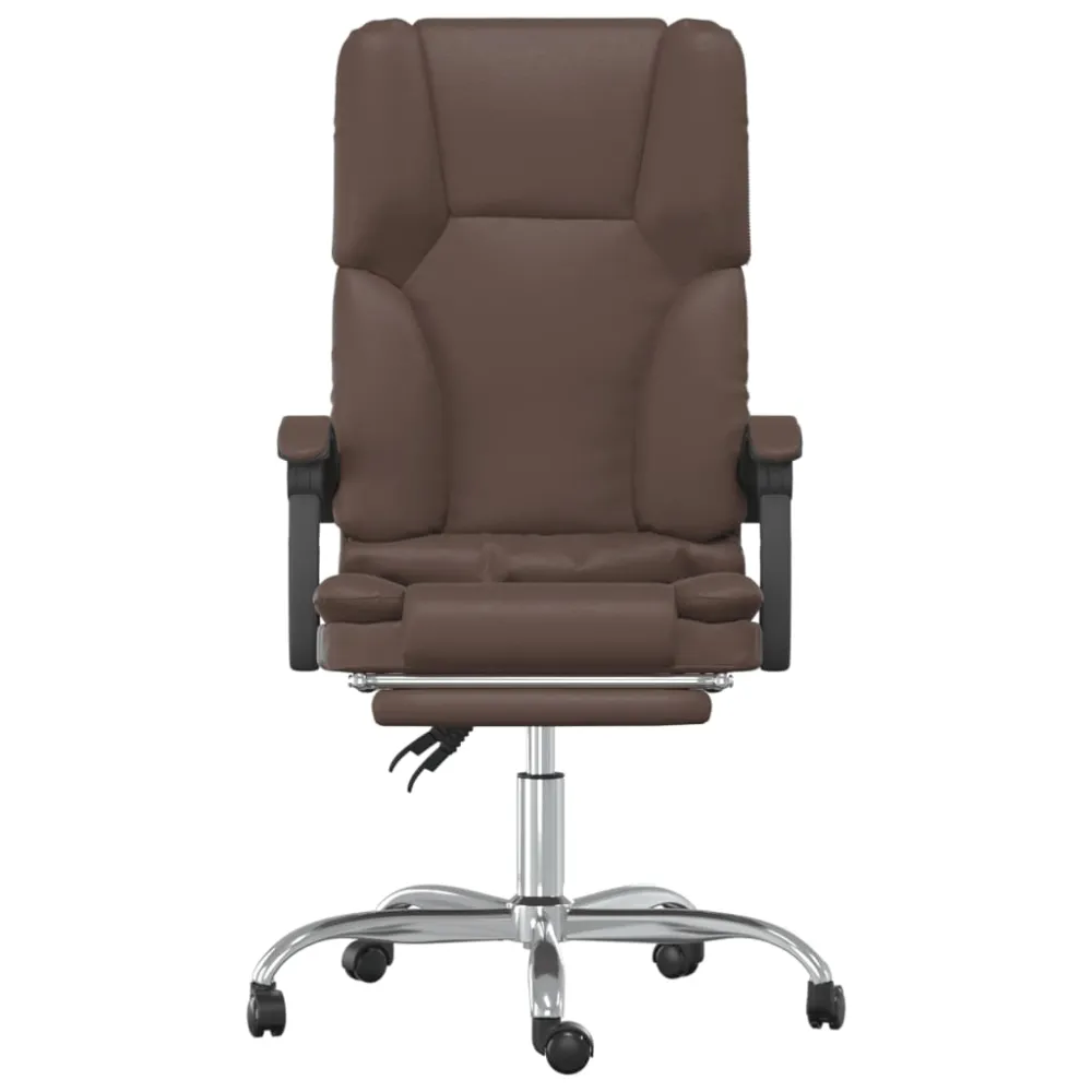 vidaXL silla de oficina reclinable masaje cuero sintético marrón