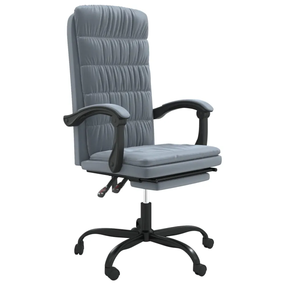 vidaXL silla de oficina reclinable de terciopelo gris sombrío