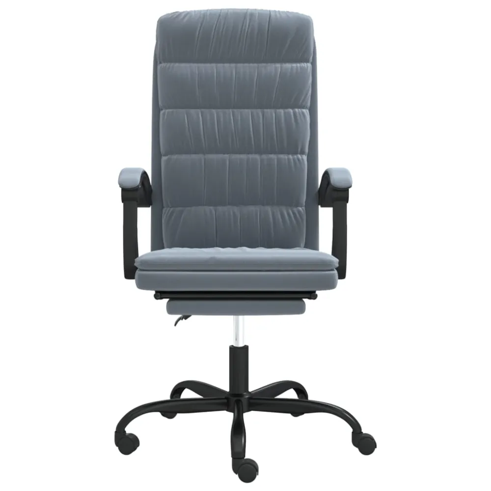 vidaXL silla de oficina reclinable de terciopelo gris sombrío
