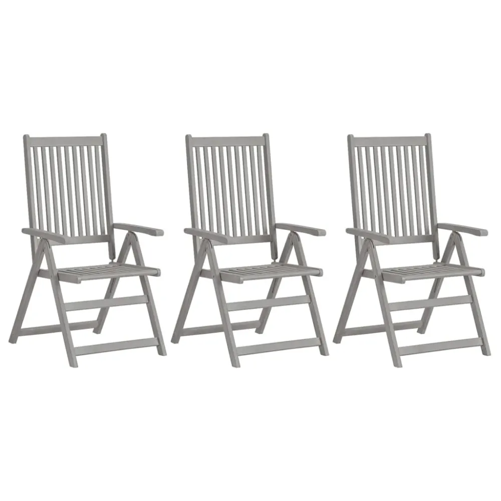 vidaXL sillas reclinables jardín y cojines 3 uds madera maciza acacia