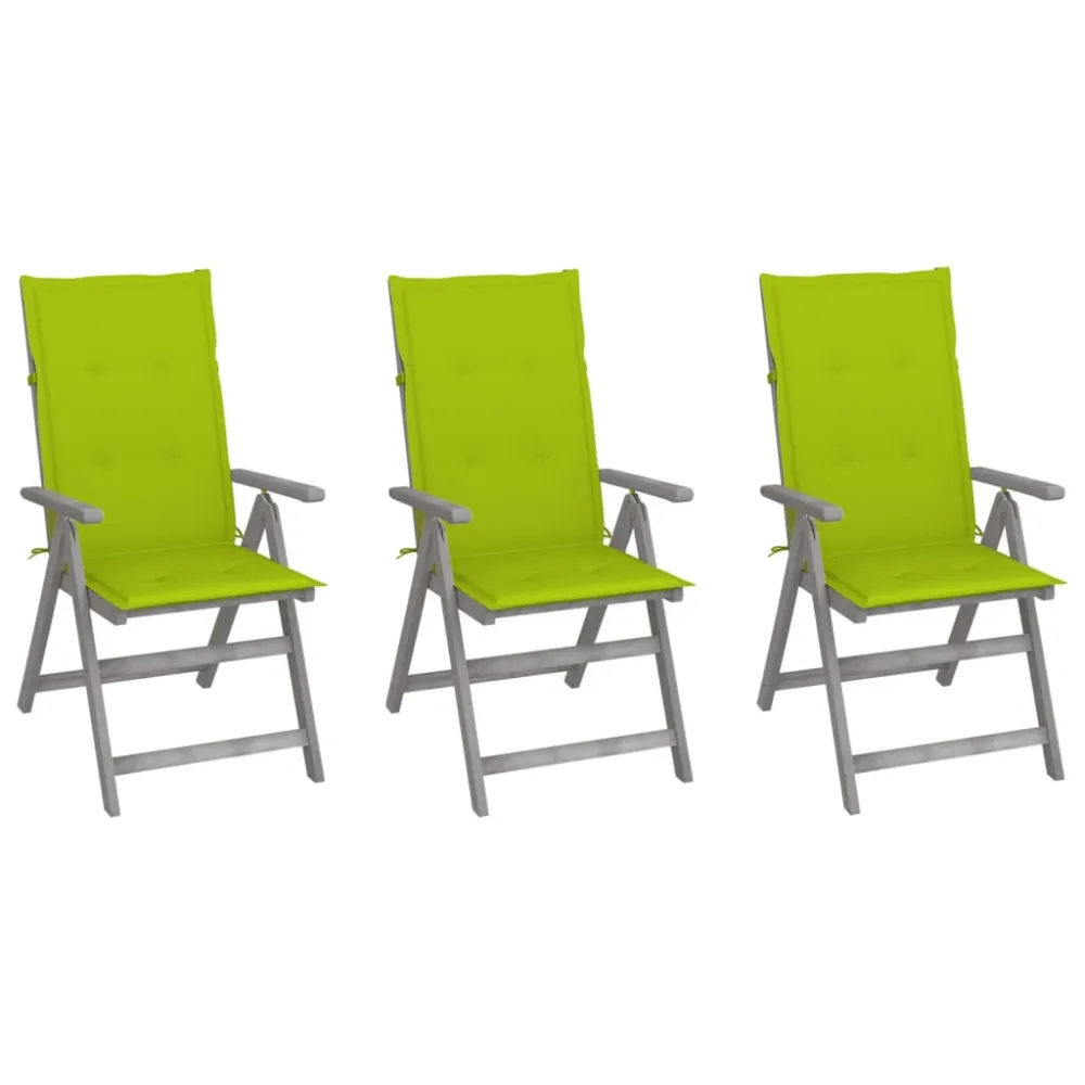 vidaXL sillas reclinables jardín y cojines 3 uds madera maciza acacia