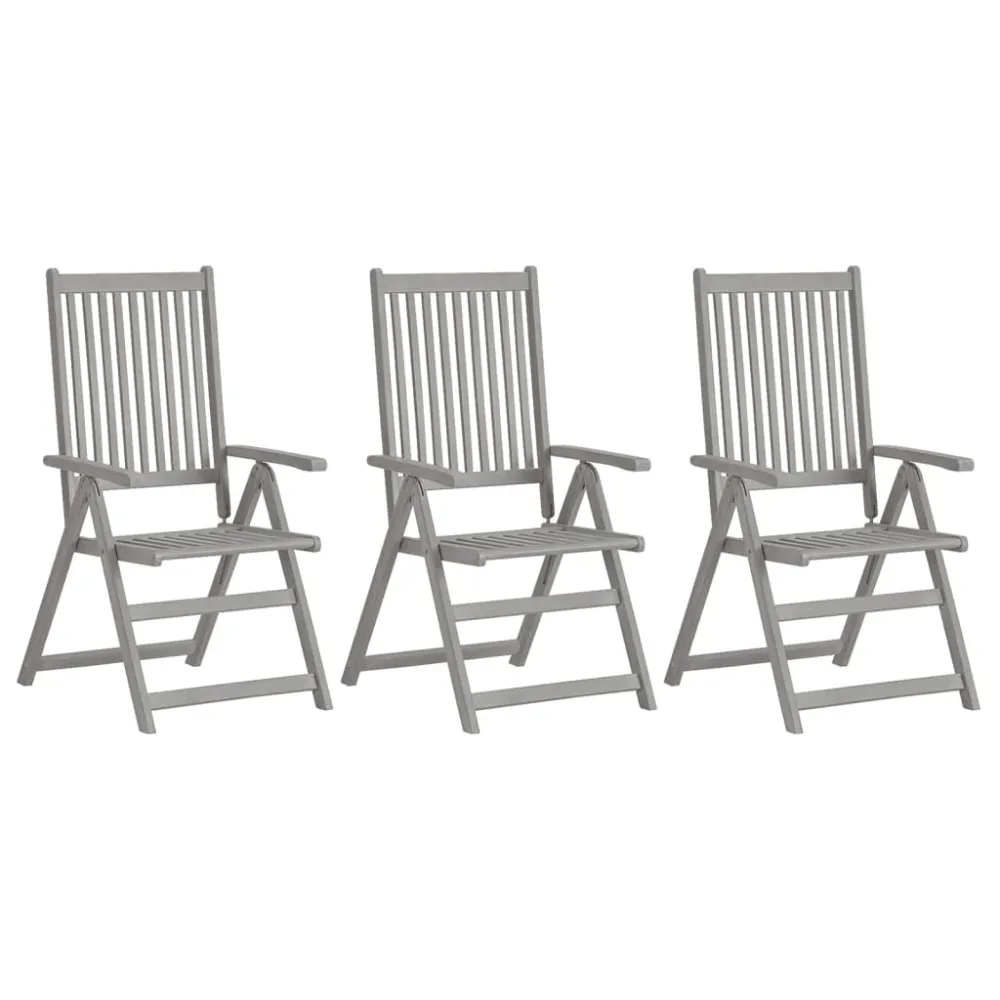 vidaXL sillas reclinables jardín y cojines 3 uds madera maciza acacia