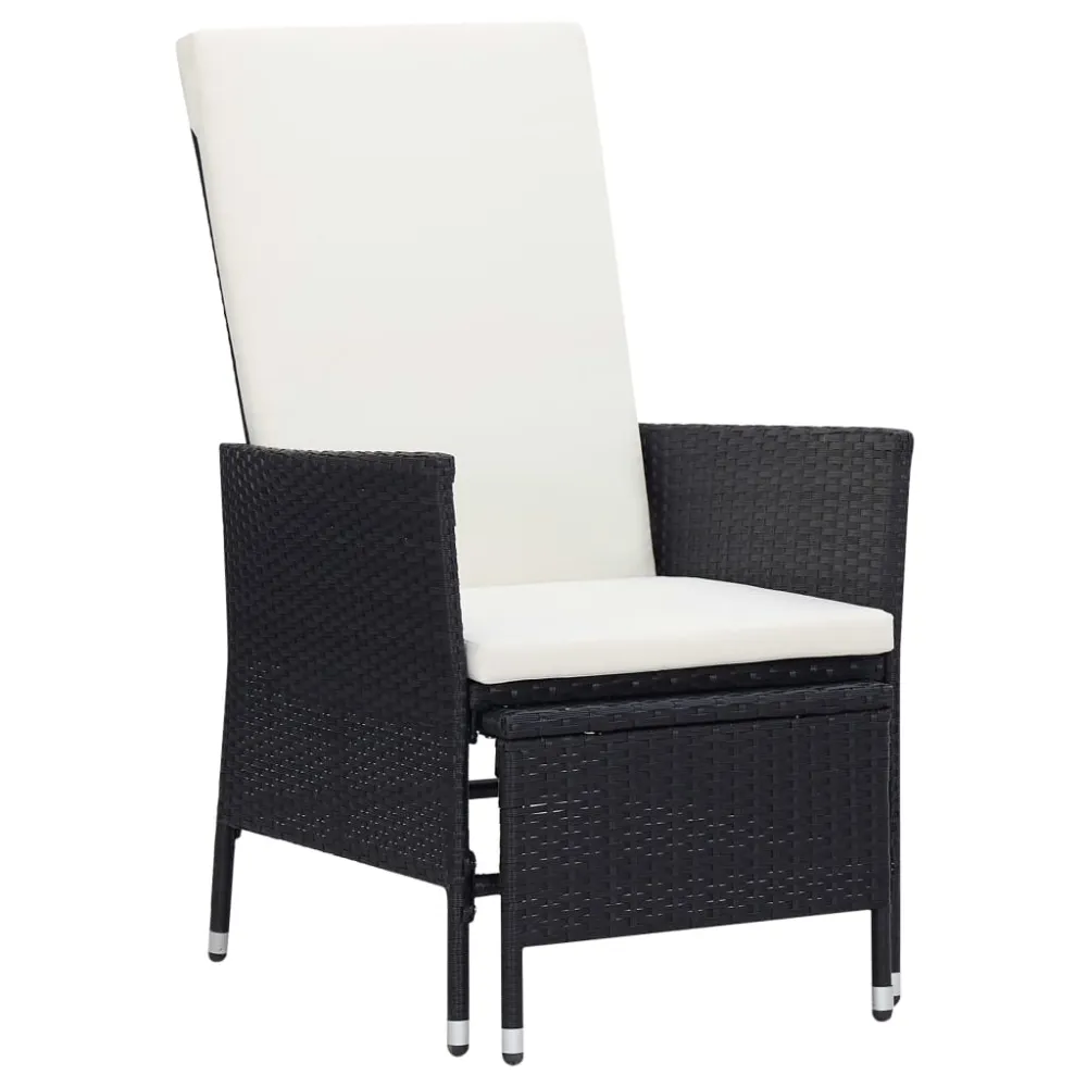 vidaXL sillón reclinable de jardín con cojines ratán sintético negro