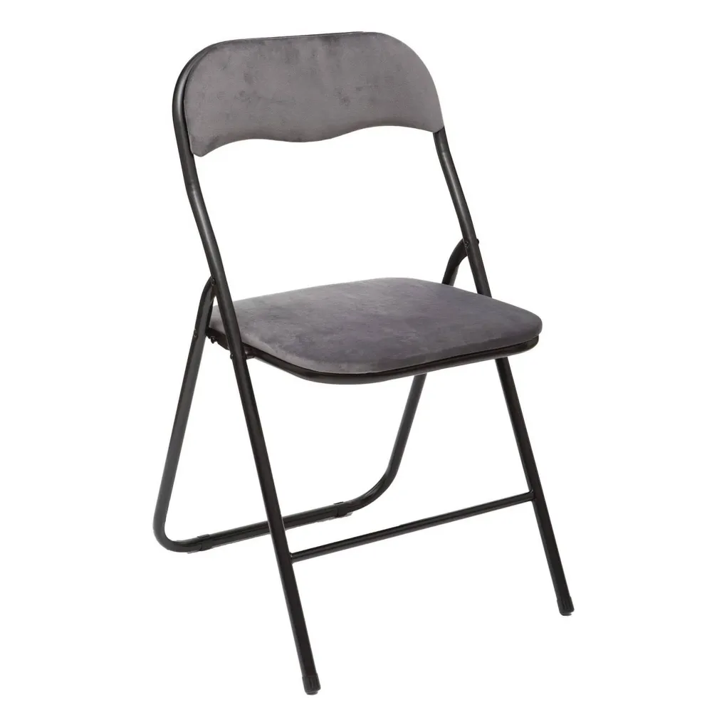 Well home - set de 4 sillas plegables de terciopelo gris
