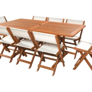 Comedor de jardín séoul - 1 mesa + 8 sillas - maple - marfil