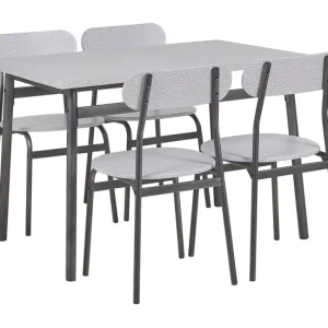 Conjunto de comedor 4 plazas gris claro/negro VELDEN