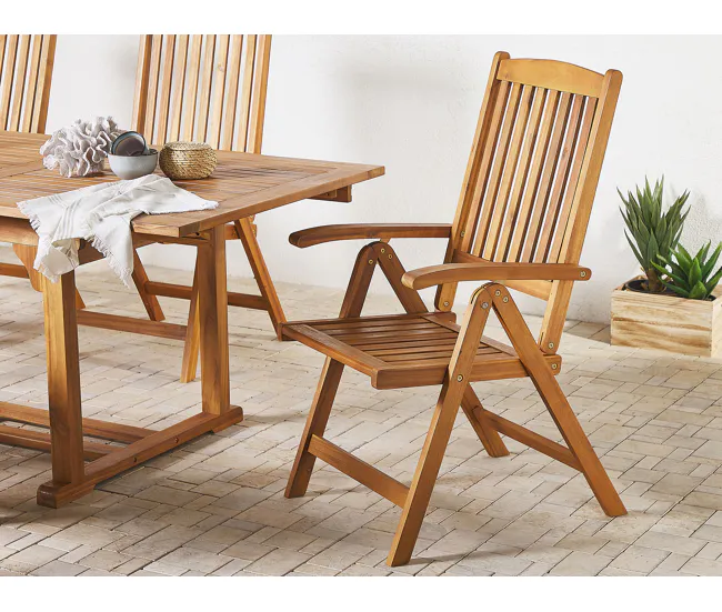 Conjunto de 6 sillas de jardín de madera de acacia clara JAVA