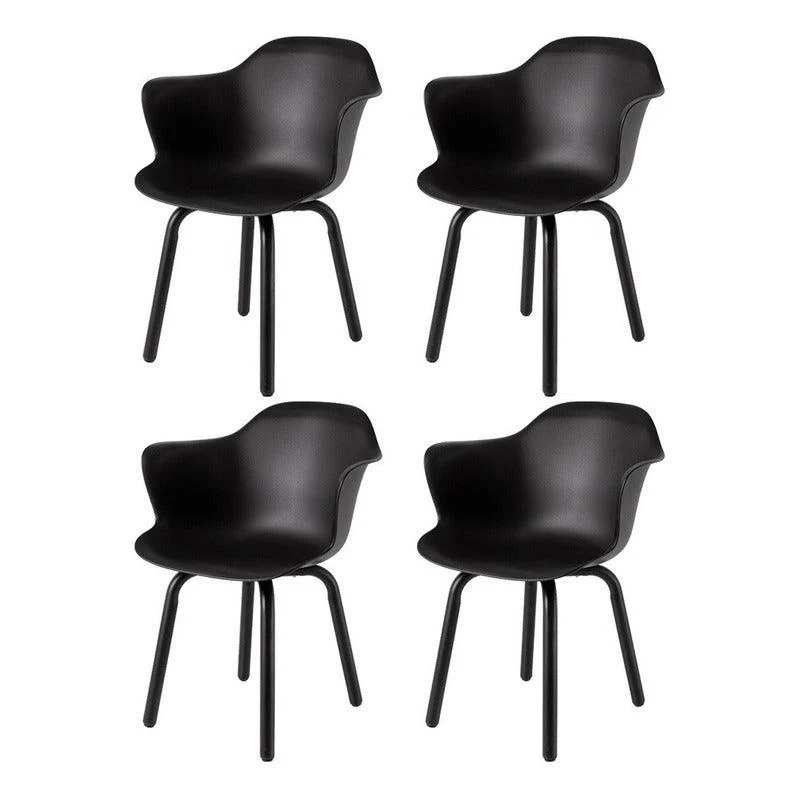 Lagoon Set de 4 Sillas de Comedor Modernas con Descansabrazos para Interior y Exterior con Patas de Acero, Modelo Penguin...