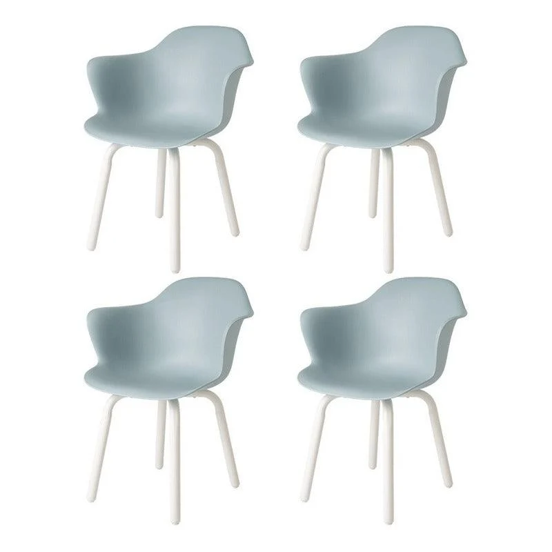 Lagoon Set de 4 Sillas de Comedor Modernas con Descansabrazos para Interior y Exterior con Patas de Acero, Modelo Penguin...