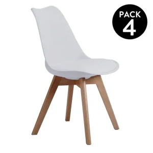 Pack 4 sillas Bistro Negro, gris, blanco 48 x 84 x 54 cm