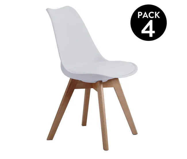 Pack 4 sillas Bistro Negro, gris, blanco 48 x 84 x 54 cm