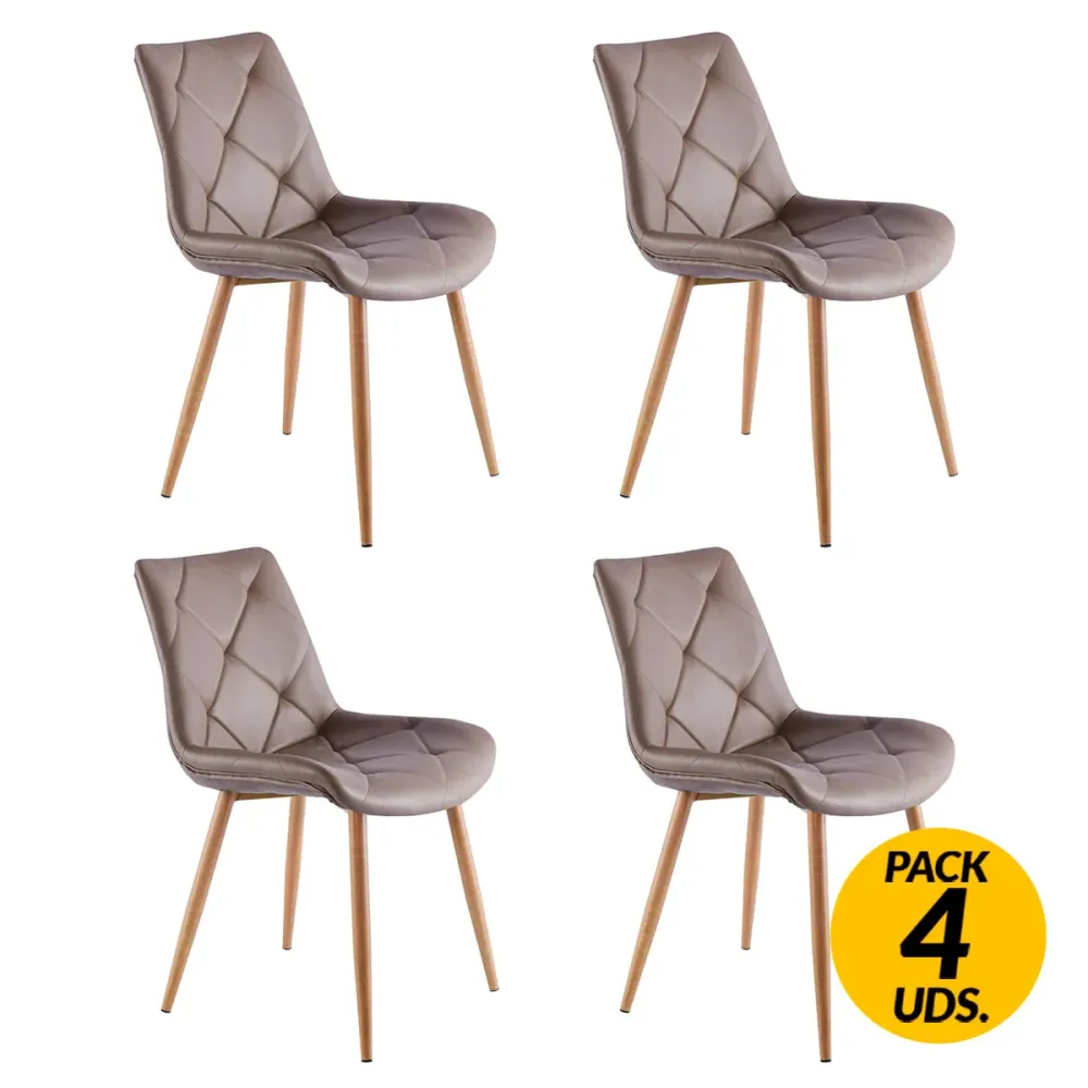 Pack de 4 sillas de comedor Marlene símil piel