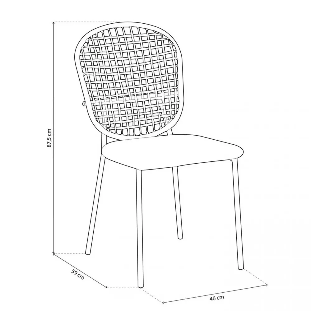 Pack de 4 sillas de comedor String respaldo trenzado marrón/gris