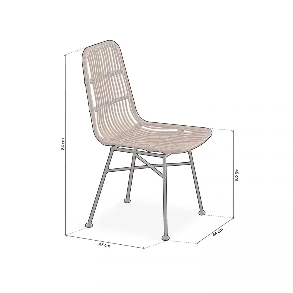 Pack de 4 sillas de comedor Thai ratán marrón/negro