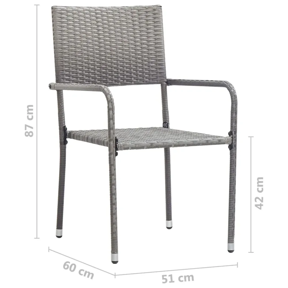 Pack de 4 sillas de jardín VidaXL apilables con asiento de ratán PE negro