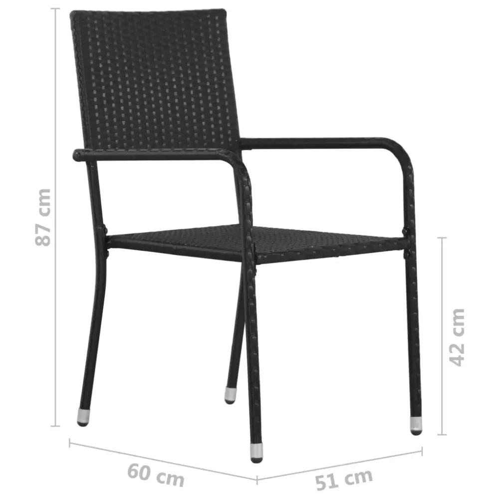 Pack de 6 sillas de jardín VidaXL apilables con asiento de ratán PE