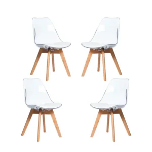 Pack de 4 sillas nórdicas con asiento transparente - Verona