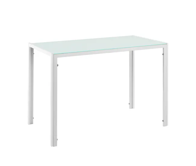 Set de comedor mesa + 4 sillas Bergen vidrio y polipiel 105 x 60 x 75 cm - Blanco y Negro