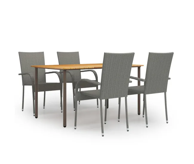 Set de muebles de comedor de jardín 5 piezas de ratán gris VidaXL