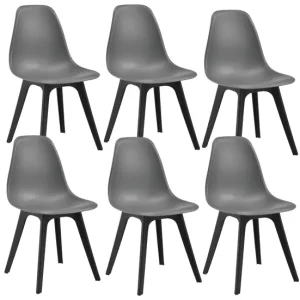 Set de 6 sillas de comedor Brevik diseño nórdico plástico 83 x 54 x 48 cm - Gris y Negro