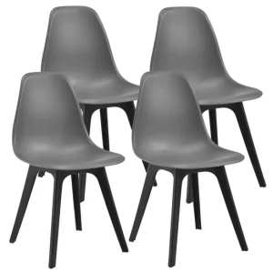 Set de 4 sillas de comedor Brevik diseño nórdico plástico 83 x 54 x 48 cm - Gris y Negro