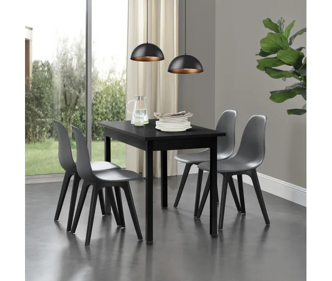 Set de 6 sillas de comedor Brevik diseño nórdico plástico 83 x 54 x 48 cm - Gris y Negro