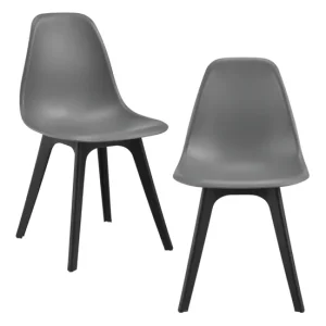 Set de 2 sillas de comedor Brevik diseño nórdico plástico 83 x 54 x 48 cm - Gris y Negro