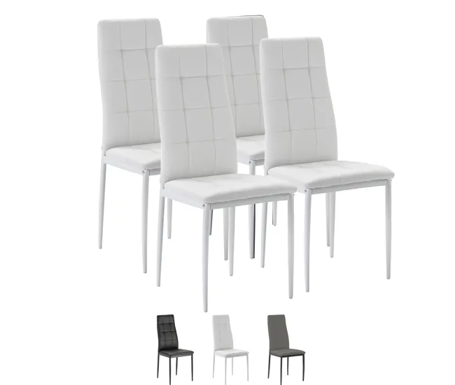Set de 4 sillas Comedor Chelsea tapizadas Negro, certificada por la SGS, 42 x 51 x x 97 cm
