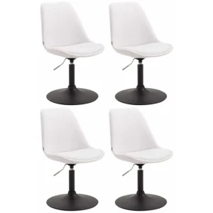 Set de 4 sillas Lounge Maverick en polipiel Simil cuero Blanco 57X48X76 cm
