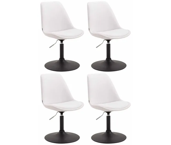 Set de 4 sillas Lounge Maverick en polipiel Simil cuero Blanco 57X48X76 cm