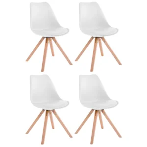 Set de 4 sillas para comedor Toulouse Square en polipiel Simil cuero Naranja 55.5X47.5X83 cm