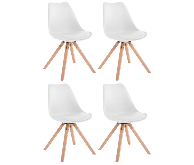 Set de 4 sillas para comedor Toulouse Square en polipiel Simil cuero Naranja 55.5X47.5X83 cm