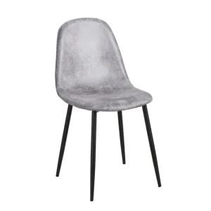 Silla Black Teok Polipiel Vintage - Gris nítido