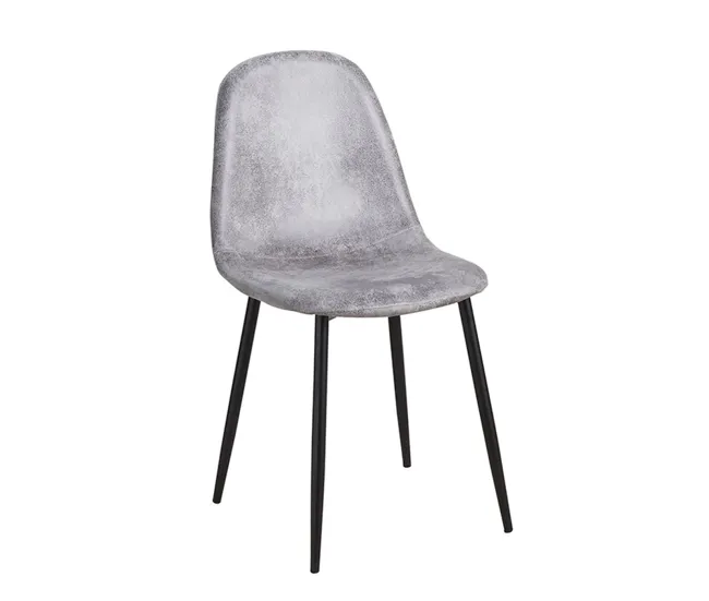 Silla Black Teok Polipiel Vintage - Gris nítido