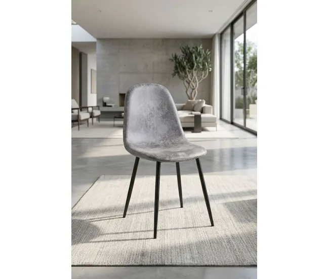 Silla Black Teok Polipiel Vintage - Gris nítido