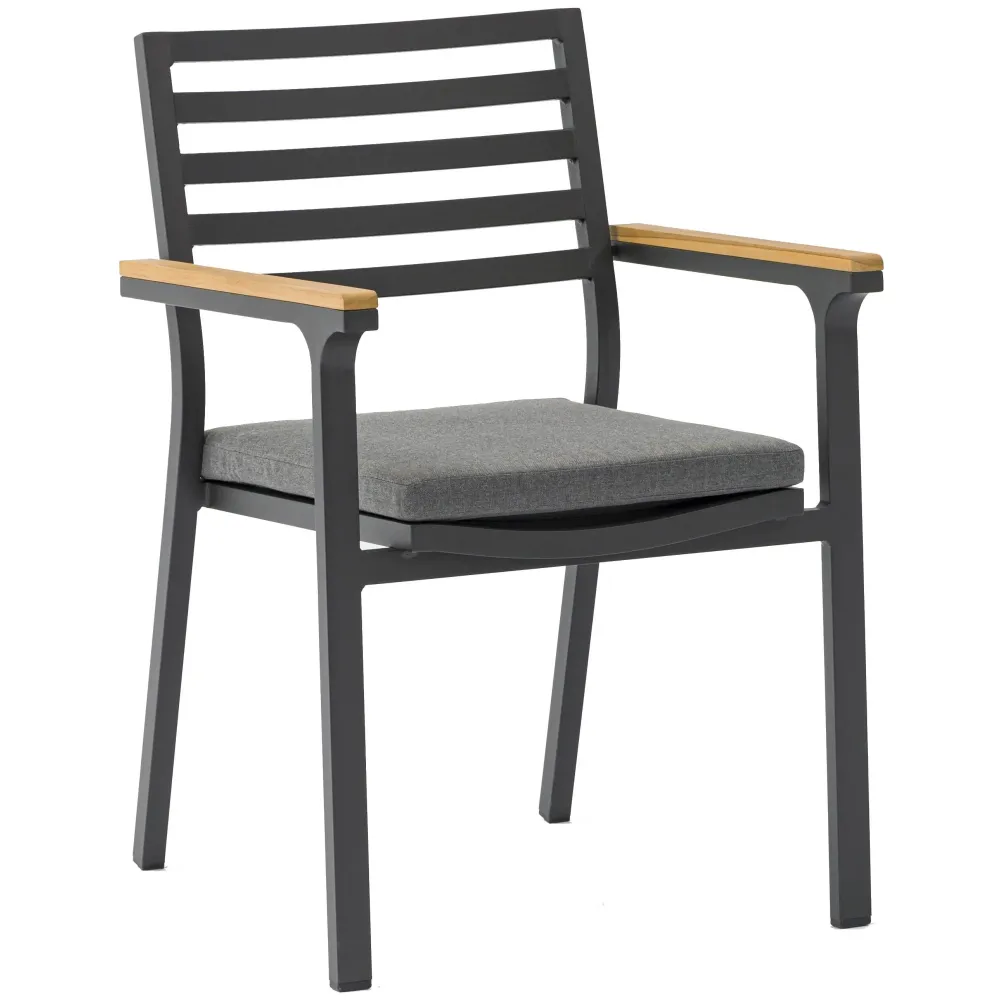 Silla de comedor Broome aluminio antracita y teca