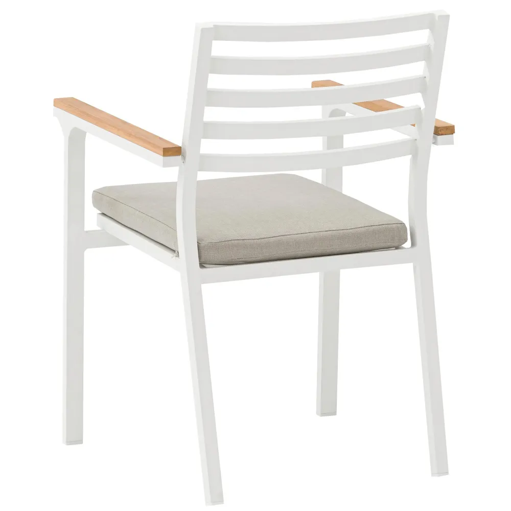 Silla de comedor Broome aluminio blanco y teca