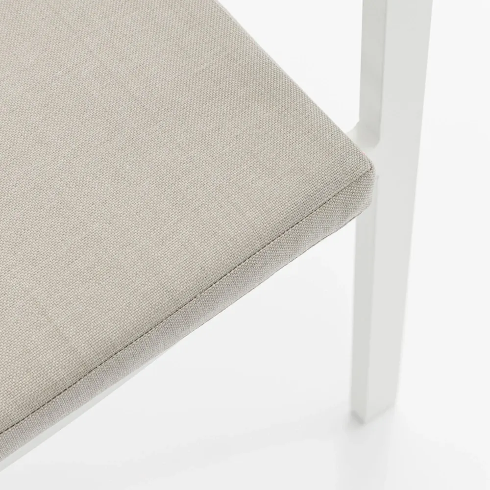 Silla de comedor Broome aluminio blanco y teca