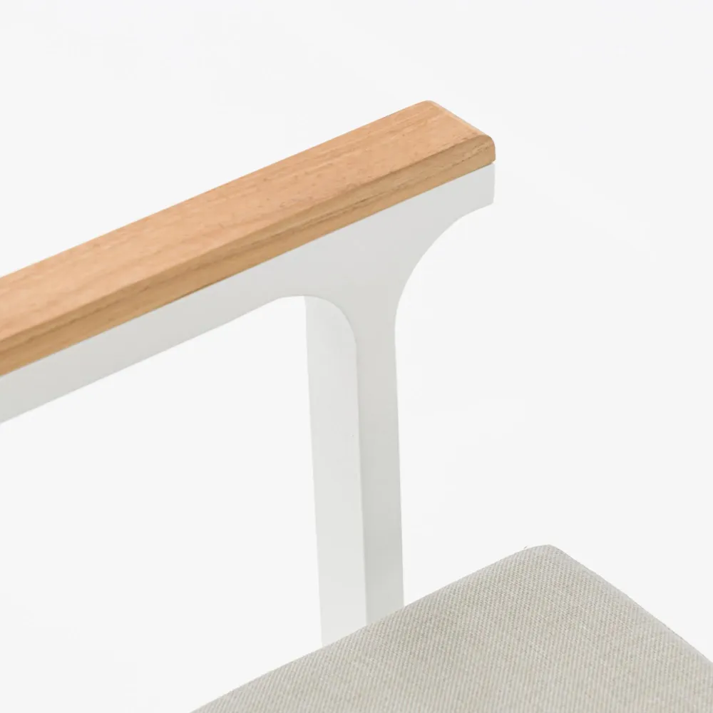 Silla de comedor Broome aluminio blanco y teca
