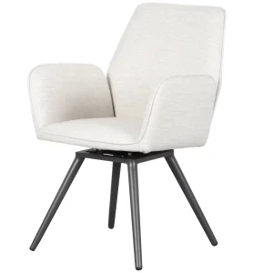 Silla de comedor giratoria Levin aluminio antracita textil marfil.