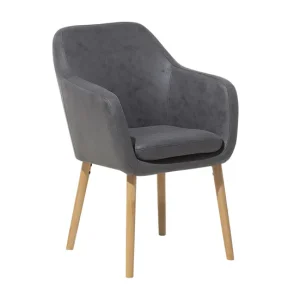 Silla de comedor de piel sintética marrón oscuro/madera clara YORKVILLE