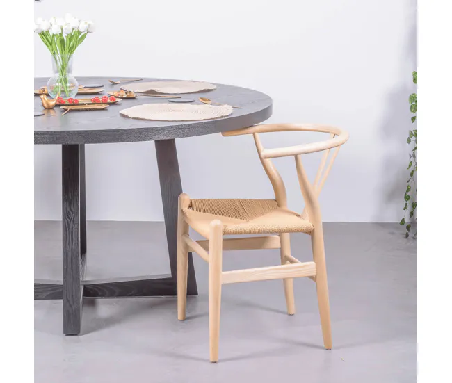 Silla nórdica en madera de nogal y cuerda ecológica - Wish