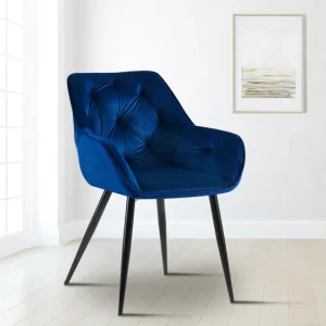 Silla para salón Cassis en terciopelo Gris turbio 58X56X81 cm